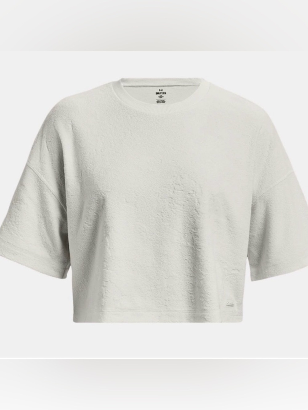 Under Armour Journey Terry Cropped Tee Medium Gray Wash Loose Fit T-Shirt NWT